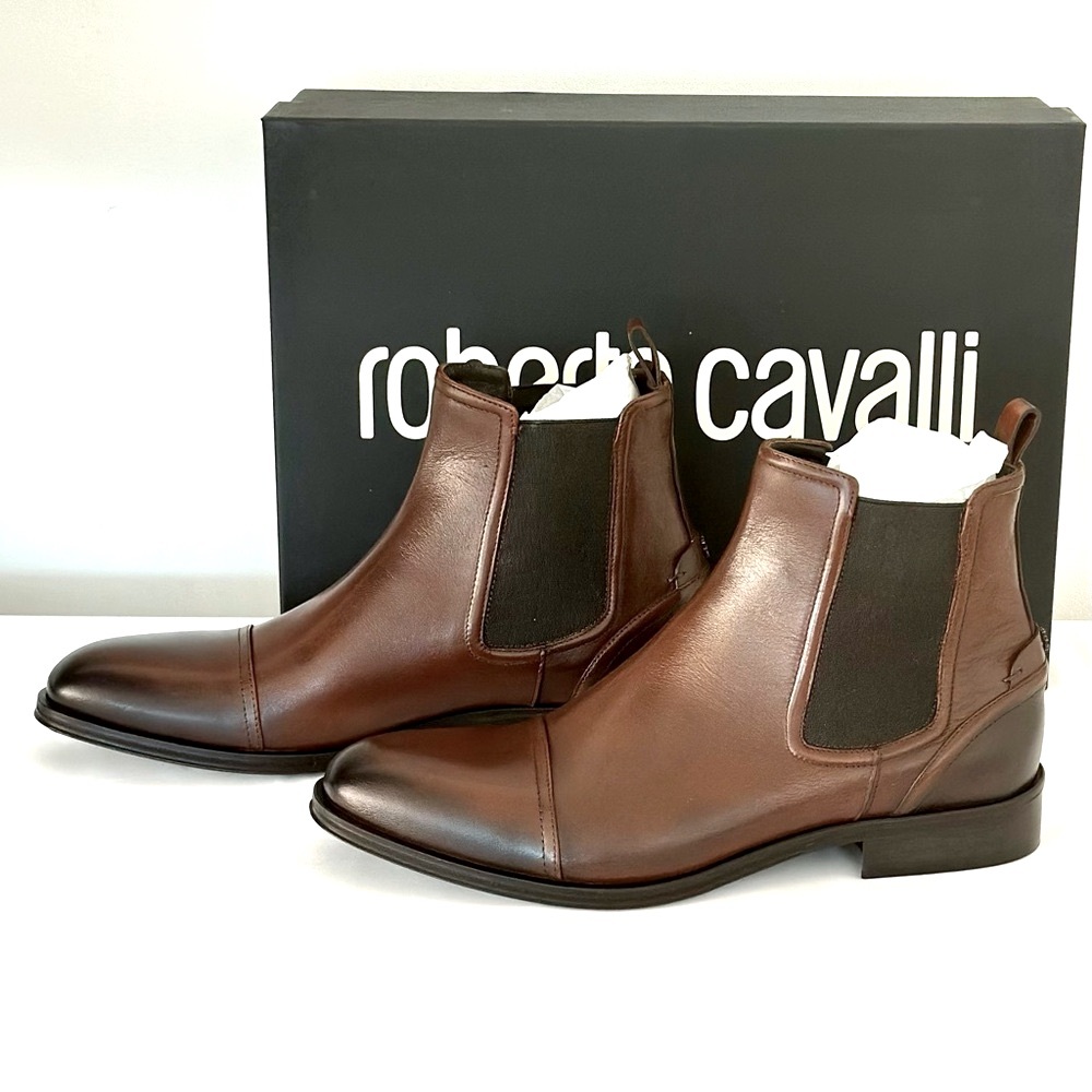 Roberto Cavalli NWT made in ITALY men’s leather Chelsea Boots Size 9